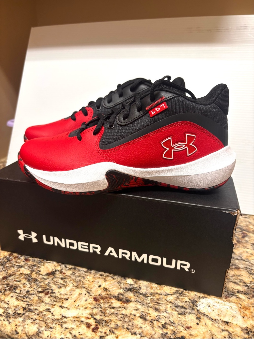 New Under Armour youth Red & Black Athletic Shoes